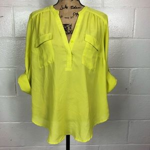 Torrid Popover Top Roll Tab Sleeves Lime Green 0X